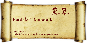 Rontó Norbert névjegykártya